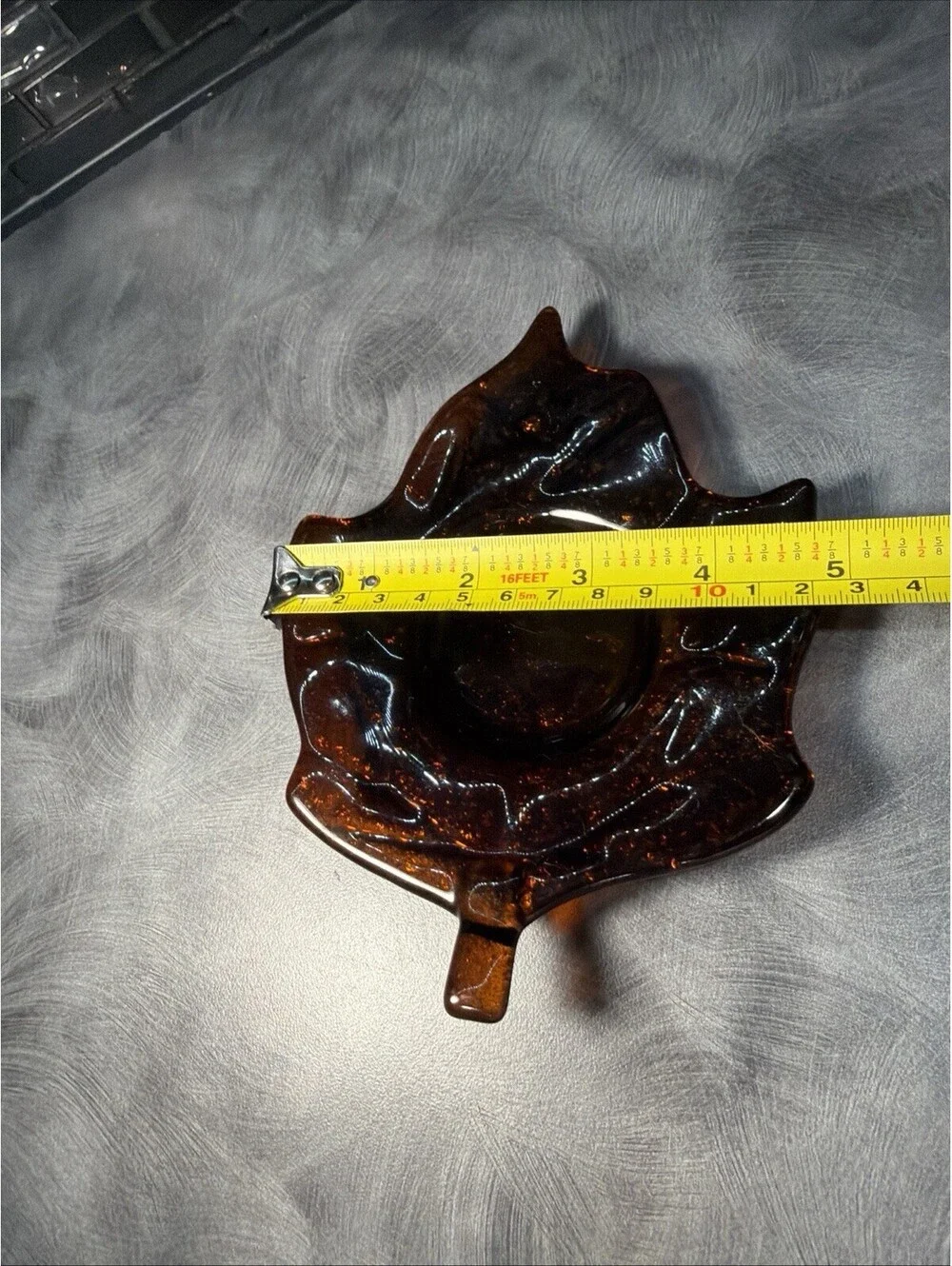 Maple Leaf Tea Light Holders Colored Glass Molded Bottoms Set/2 Fall Decor